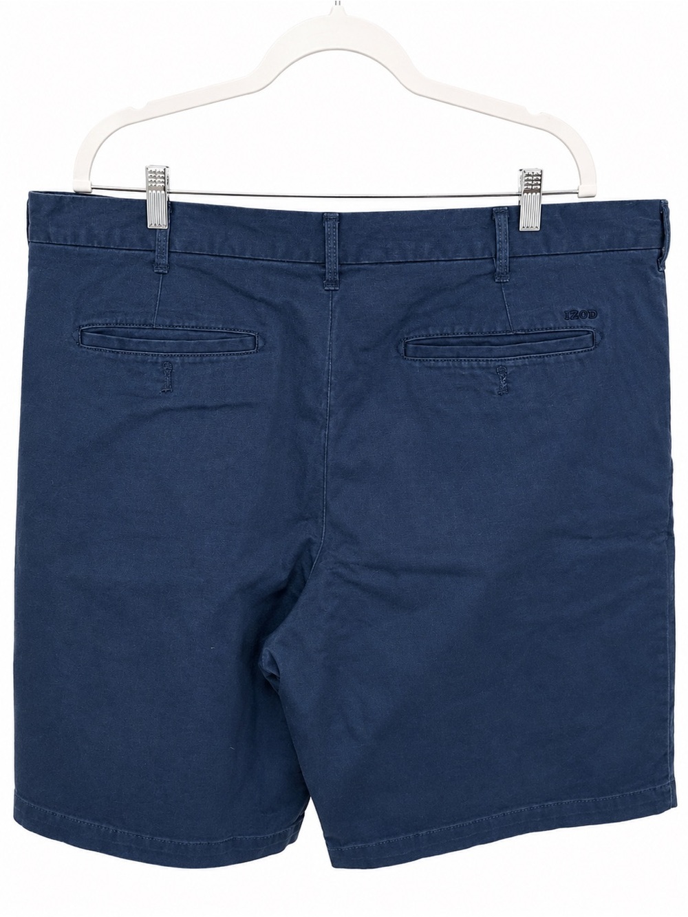 Izod Men's Flat Front Navy Blue Chino Shorts - Picture 4 of 4